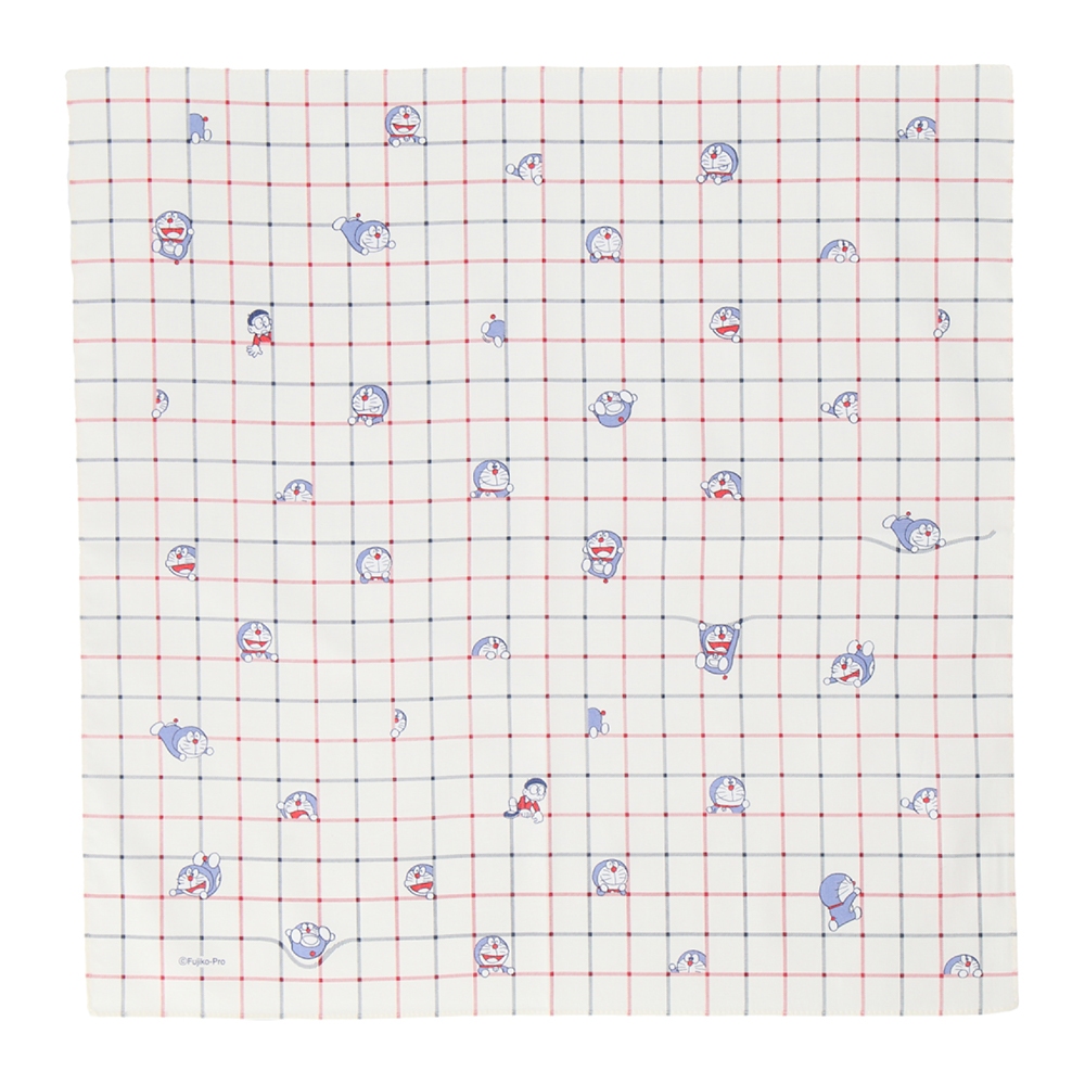 未來百貨 毛巾寢具系列 - 哆啦A夢 玩格子款 手帕