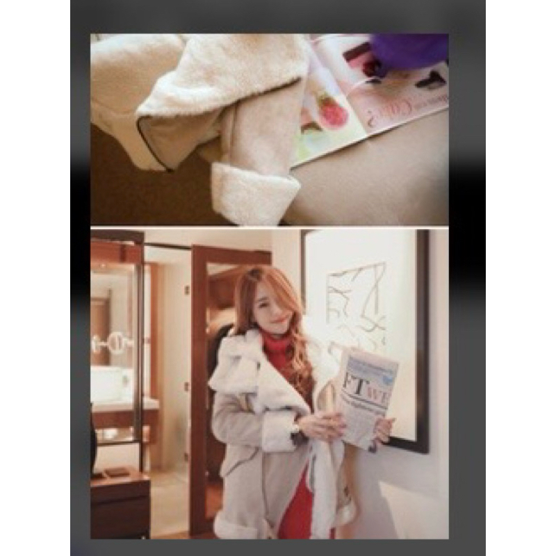 轉賣歐莎蕾韓國麂皮拼接皮革毛毛立領防風保暖獵人外套