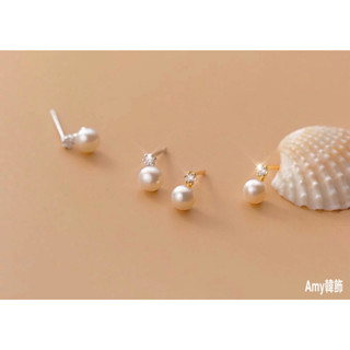 Amy韓飾［925純銀］🌟小星光珍珠 純銀耳環 天然淡水珍珠 純銀飾品 韓國銀飾