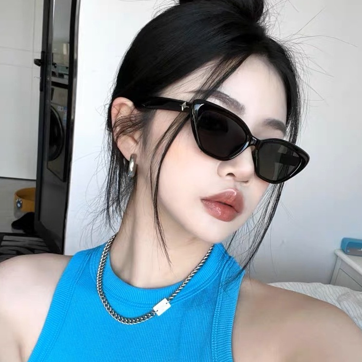 🍁Q.M SHOP🍁十月新款-復古歐美質感貓眼流星造型墨鏡 偏光抗UV400太陽眼鏡 Y2K 抖音特效 時尚 時髦 百搭