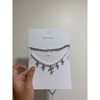 Bershka項鍊 純銀 珍珠項鍊 十字架 基本款 時尚 流行 典雅 飾品