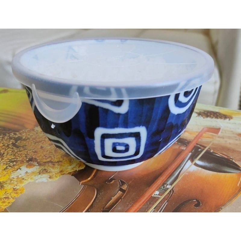 日本製 原裝進口 日本美濃燒 烙紋陶瓷保鮮碗 上蓋可微波 陶瓷碗含蓋