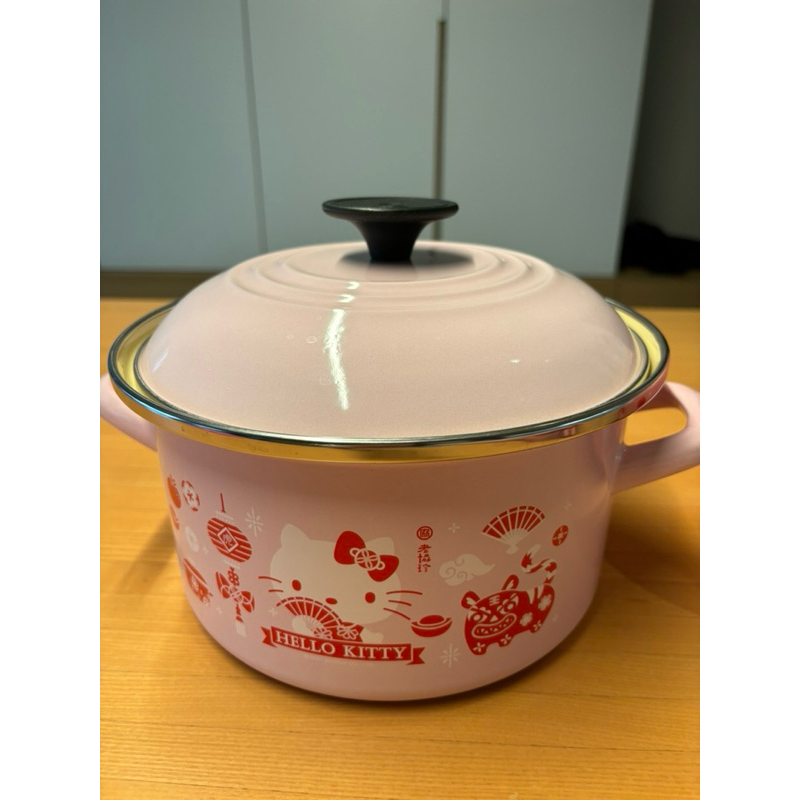 Le Creuset Hello Kitty粉紅色琺瑯湯鍋20cm 老協珍 7-11