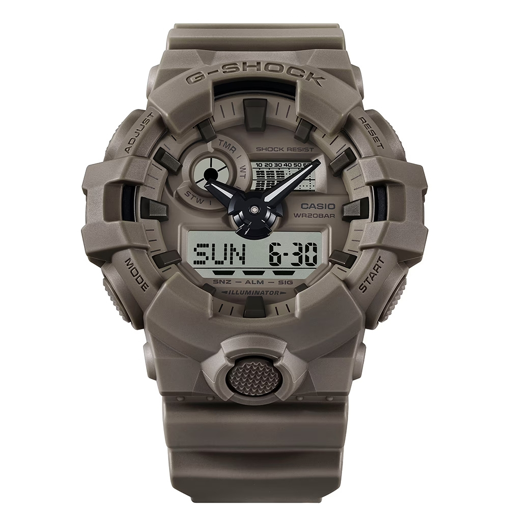 CASIO 卡西歐 G-SHOCK 自然大地色 雙顯手錶 砂土咖_GA-700NC-5A