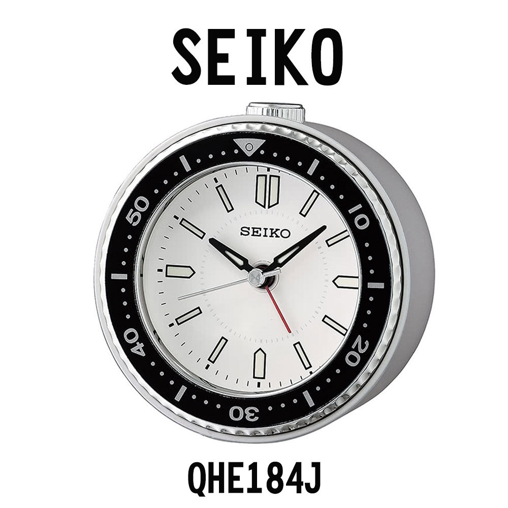 【WANgT】SEIKO 精工 QHE184J 黑圈白面水鬼潮流造型靜音秒針鬧鐘