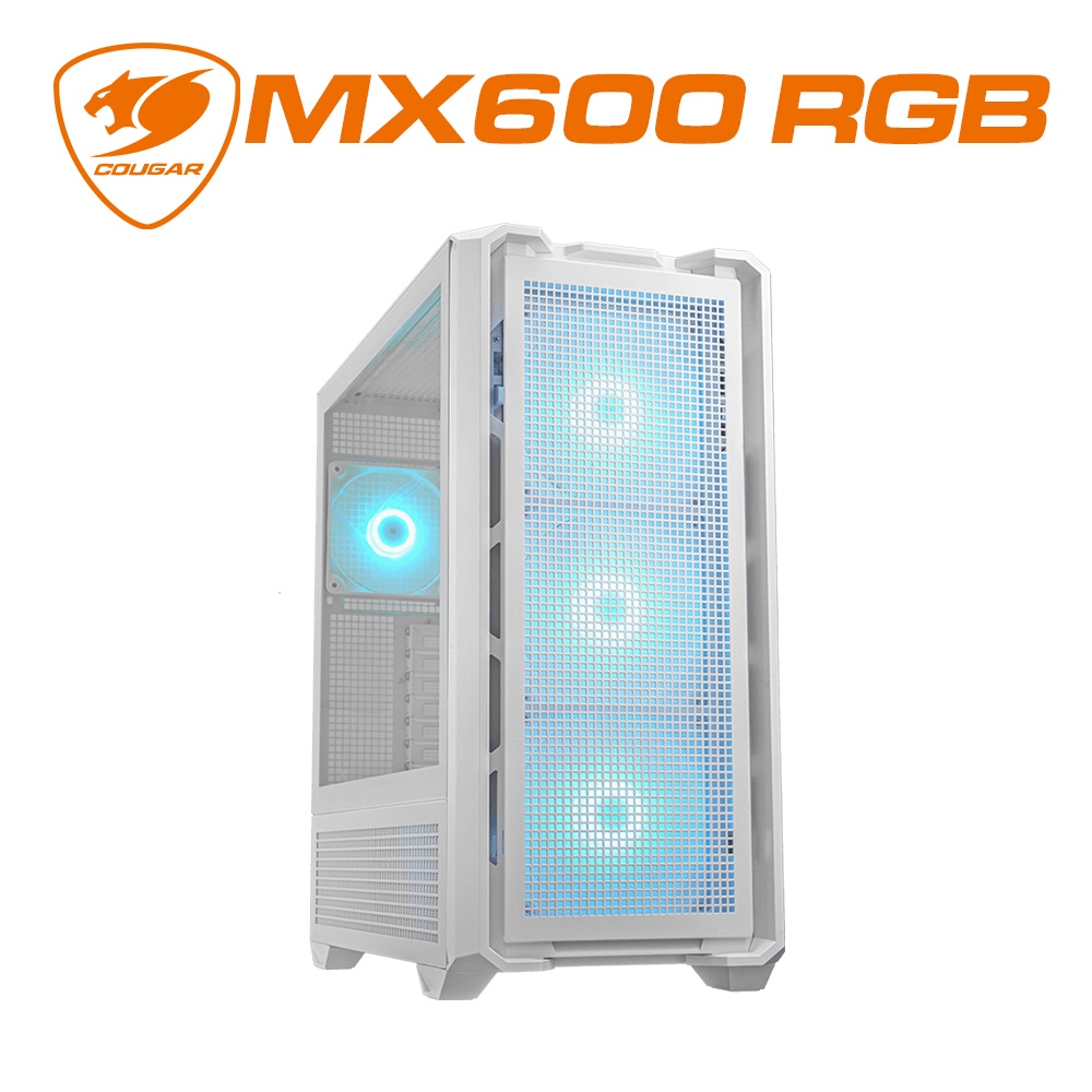 【COUGAR 美洲獅】MX600 RGB白色 網板設計 五面防塵網機殼 電腦機箱 主機殼