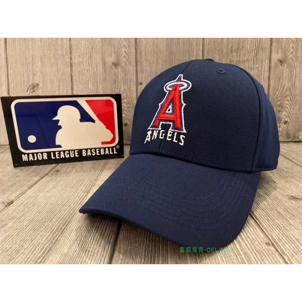 塞爾提克~MLB 美國大聯盟 帽子 Angels 天使隊 可調式 棒球帽 老帽 鴨舌帽 運動帽 立體電繡標-深藍色