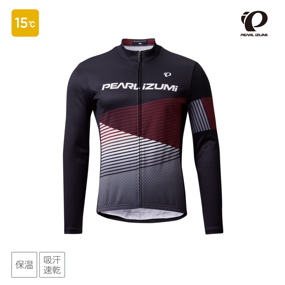 【Pearl izumi】3400-BL-1 男款冬季15度 保暖 吸汗速乾長袖車衣 黑-石頭單車