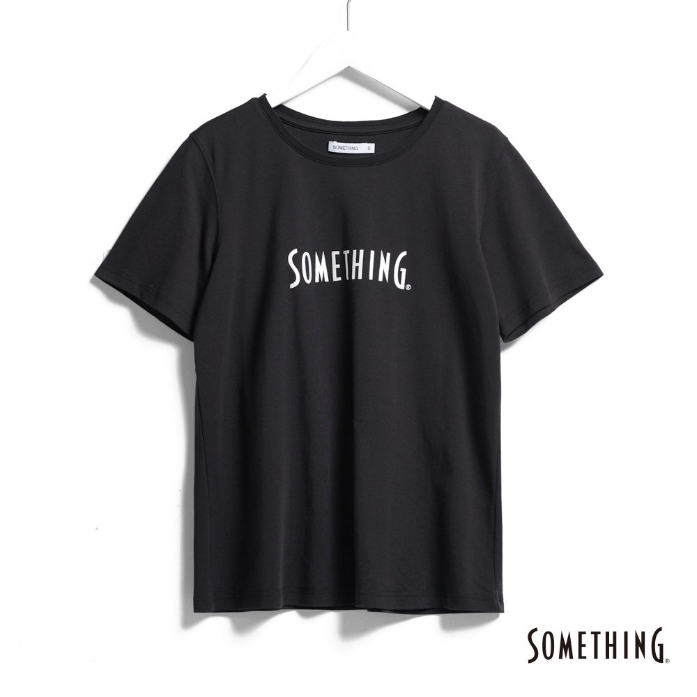 SOMETHING 基本LOGO短袖T恤(黑色) -女款