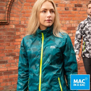 【MAC IN A SAC】男女款輕巧袋著走炫彩防水透氣輕量外套MNS117迷彩藍綠