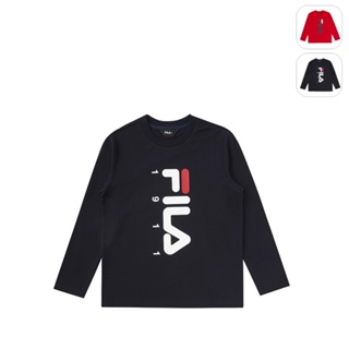 【FILA】KIDS 孩童款 運動長袖圓領上衣-丈青 1TEW-8900-NV