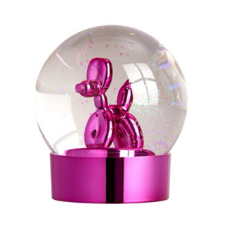 Balloon Dog Globe 閃光七彩氣球狗造型水晶球雪花球擺飾