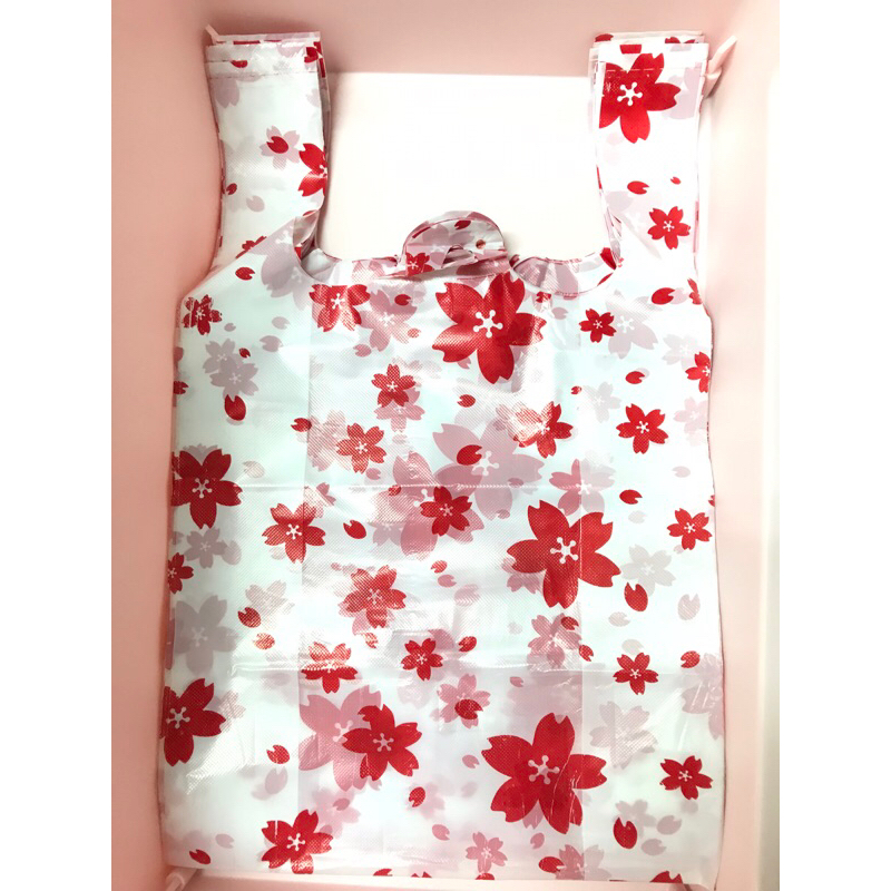 福利標(A088)白底深紅櫻花 精美手提袋.禮品袋.送禮提袋