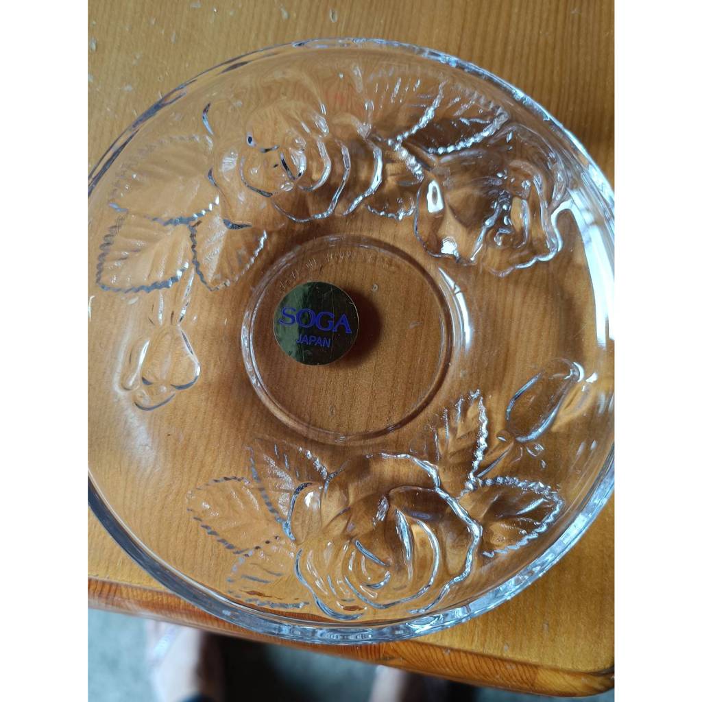 【銓芳家具】全新 SOGA Japan 復古雕花玻璃盤 水果盤 水晶玻璃盤 直徑11cm 沙拉盤 餐盤 1121025
