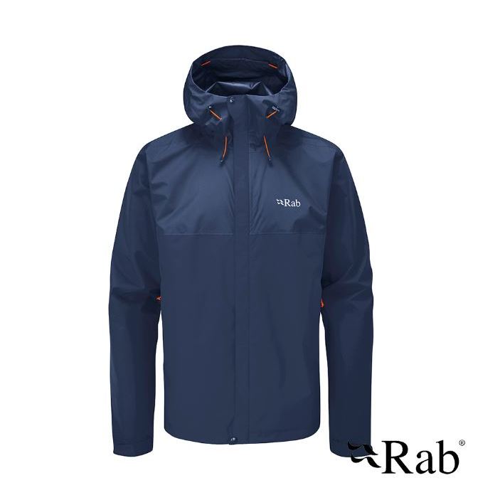 Rab Downpour Eco Jacket  男 輕量防風防水連帽外套 深墨藍 QWG-82 【陽昇戶外用品】