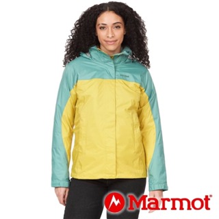 【Marmot】女單件式防水連帽外套『萊姆黃/龍舌蘭藍』46700