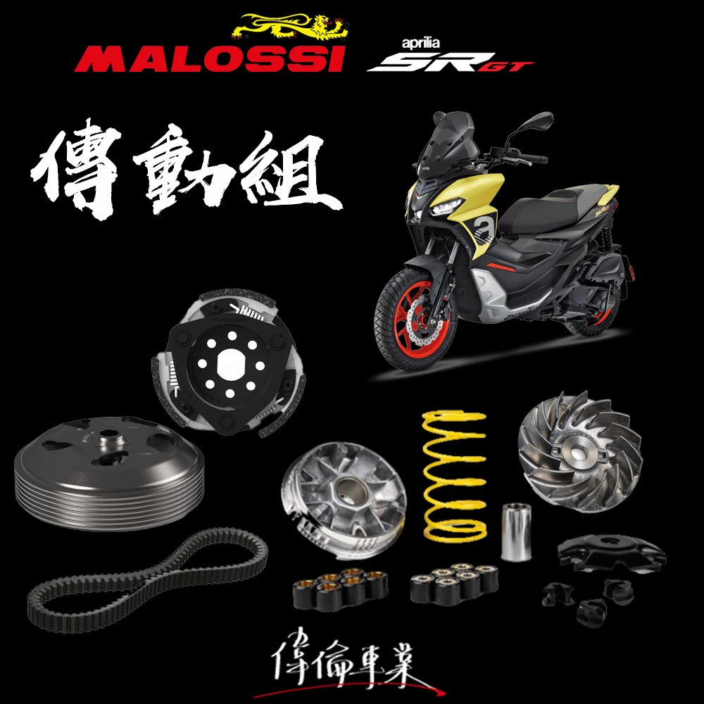 【偉倫精品零件】MALOSSI SR GT 200 傳動組 前組 後組 離合器碗公 高流量機油濾網 強化皮帶 楓葉盤