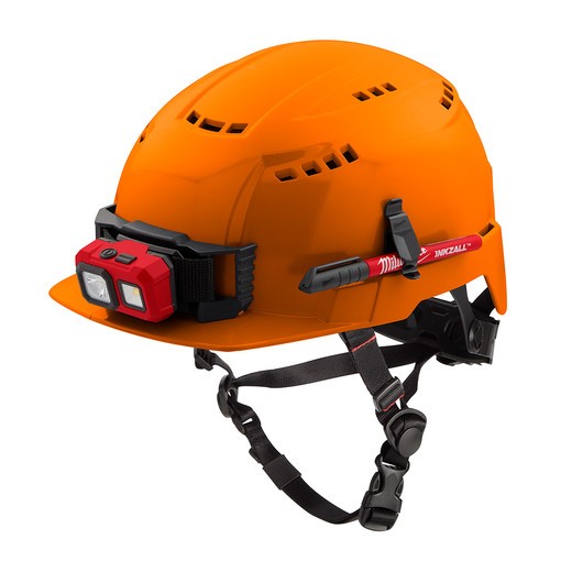 🌟限量特價米沃奇新款橘色前帽沿安全頭盔含螺栓配件照明安裝座筆座 安全帽