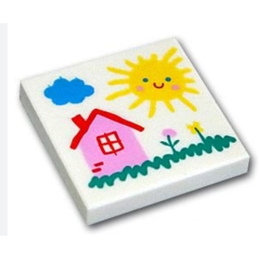 &lt;樂高人偶小舖&gt;正版LEGO 印刷磚10 粉紅房子+太陽 2X2 tile 平滑磚 6384080