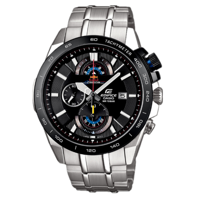 【CASIO 卡西歐】EDIFICE 賽車風格錶盤三眼腕錶 EFR-520RB-1A 46mm 現代鐘錶