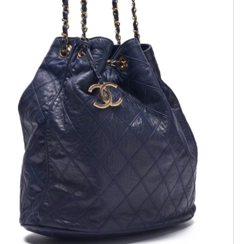 Chanel Vintage深藍水桶包，價格私訊