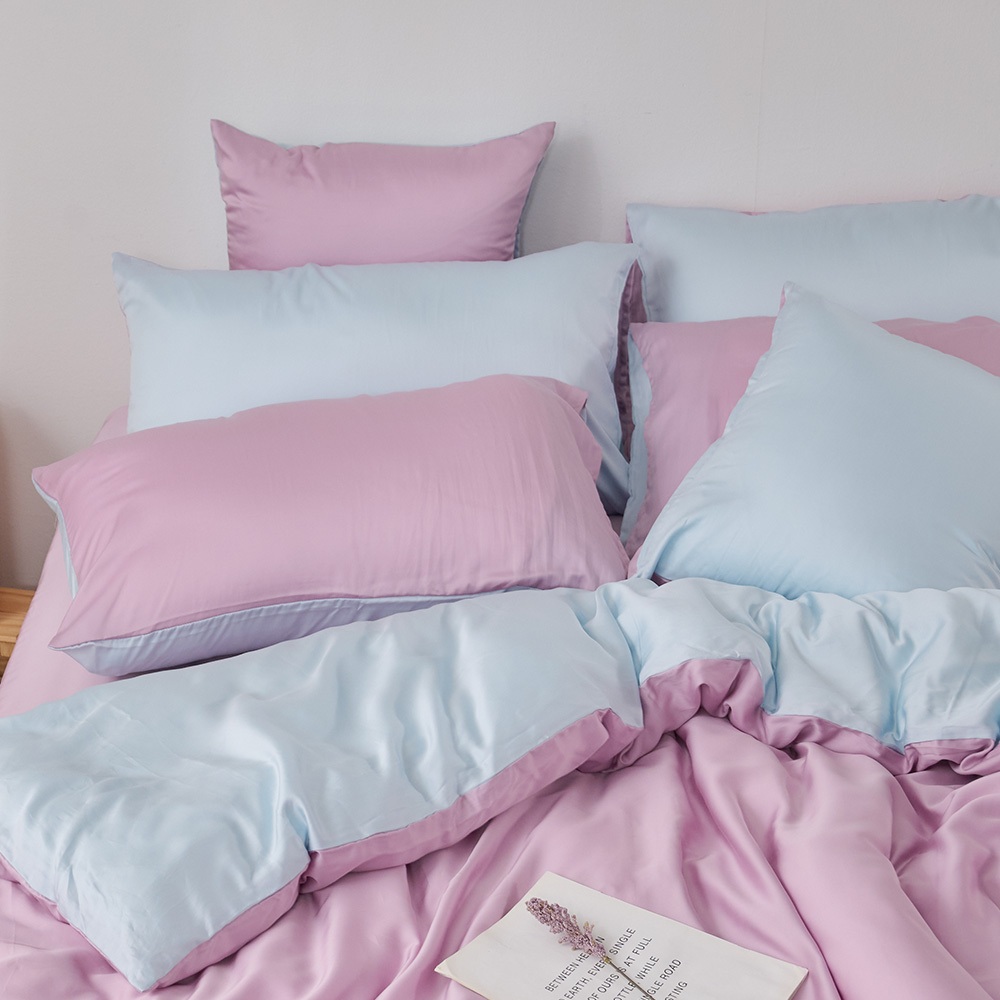戀家小舖 台灣製床包 雙人床包 兩用被套 床單 霧光紫 100%天絲 床包兩用被套組 含枕套 60支天絲 素色