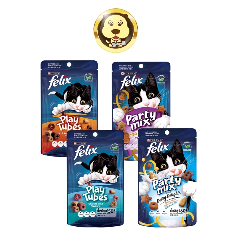 Felix Party Mix 菲力貓 貓脆餅 香酥捲貓脆餅 貓餡餅 貓餅乾 50~60g【三個寶】