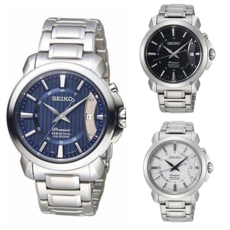 特賣包郵 SEIKO 精工 Premier 紳士萬年曆手錶 (SNQ155/157/159J1)三色可選 SK010