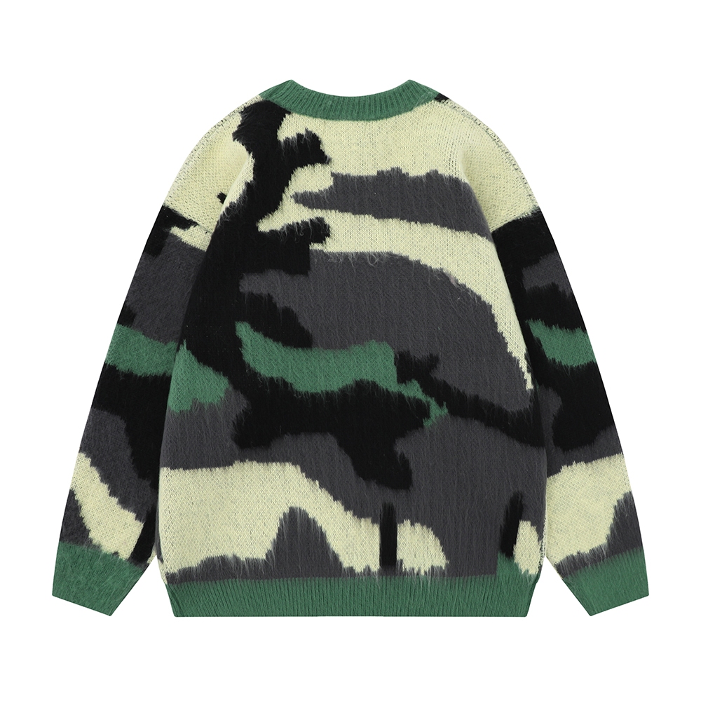 【K-2】綠色迷彩 寬鬆毛衣 針織毛衣