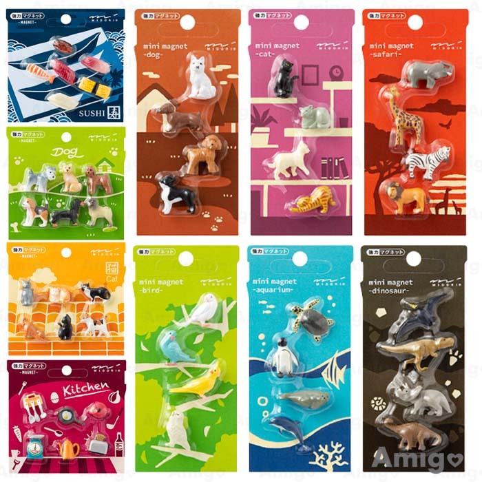 阿米購 日本 MIDORI 微型磁鐵 擬真 造型磁鐵 裝飾 冰箱 留言 文具 小狗 貓咪 玄鳳 恐龍 鸚鵡 廚房 蛋糕