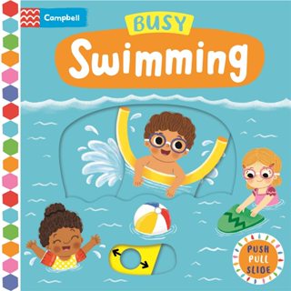 【Campbell 】英國版 硬頁推拉遊戲書 Busy Swimming (附 QRcode 音檔)