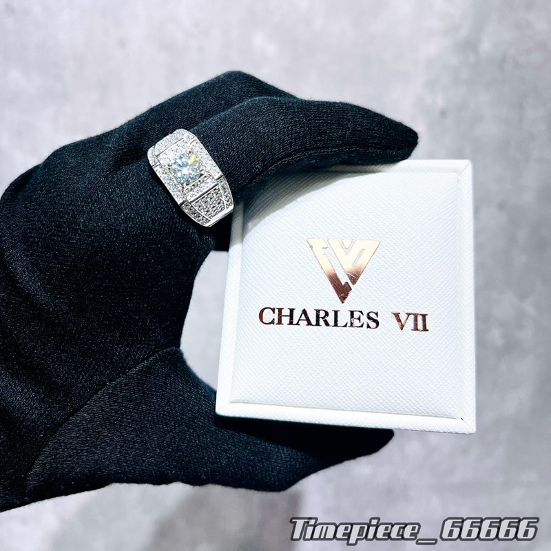 💎CHARLES VII-查爾七世⚜️奢華一克拉摩星真鑽男戒✅全新正品公司貨