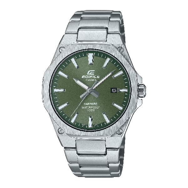 CASIO 卡西歐 EFR-S108D-3AV 輕薄系列三指針時尚腕錶 綠面 39.9mm