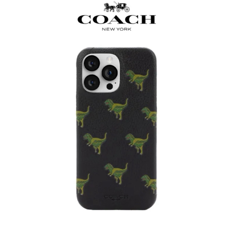 COACH For iPhone 15系列 真皮手機殼 小恐龍