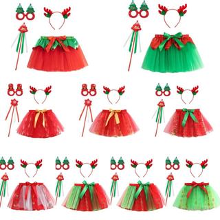 【Cherry】2023耶誕節tutu裙歐美女童christmas dress半身裙加內襯4件套裝