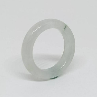 【米珈MICHIA】直徑17.1mm 天然翡翠 淺綠帶藍花 緬甸玉 指環 戒圈 玉戒 戒指 （E84)