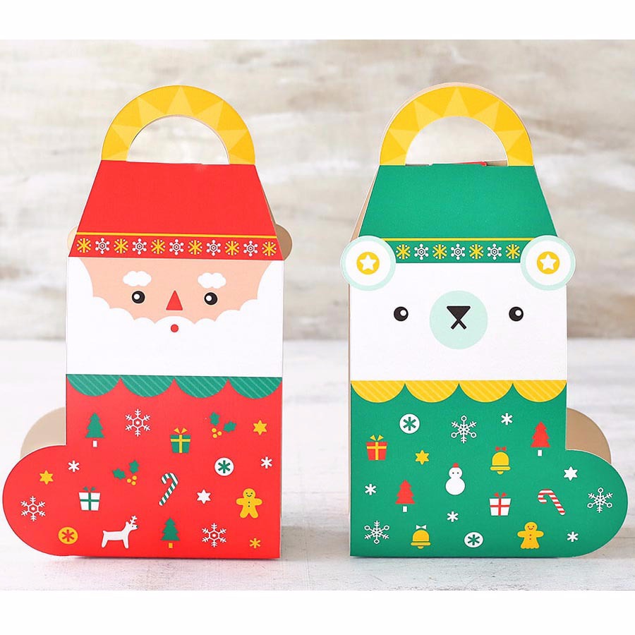[Day's select] 聖誕襪造型手提紙盒 聖誕老人 北極熊 精美禮物房子造型禮盒 餅乾糖果蛋糕包裝盒 送禮 裝飾