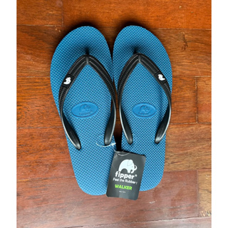 FIPPER 馬來西亞品牌100%天然橡膠材質全新標籤未拆深灰藍色底黑色鞋帶夾腳拖鞋/人字拖