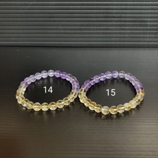 玉貴人…天然紫黃水晶手鍊，14--15公分.