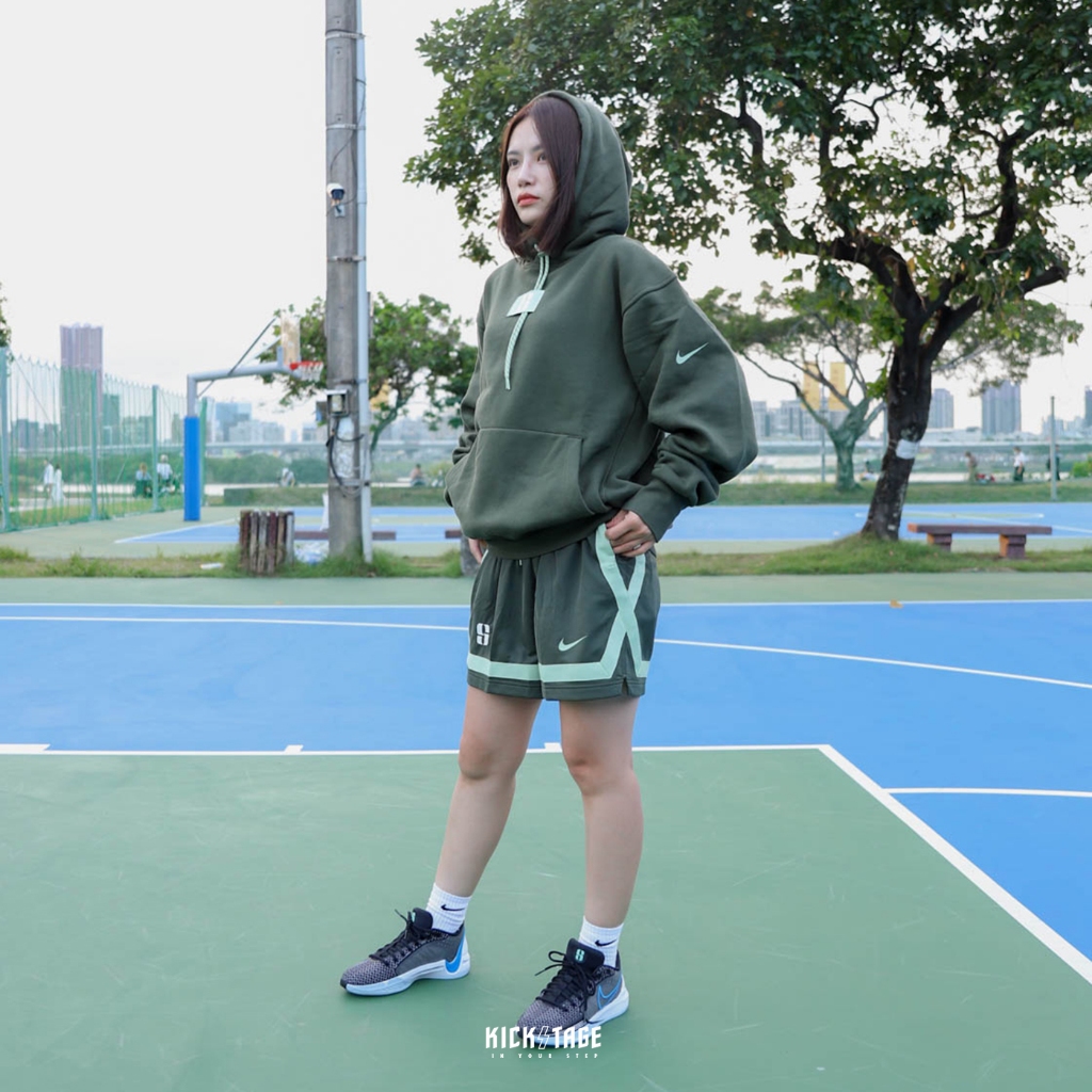 NIKE W SABRINA HOODIE SHORT 綠 籃球 休閒 帽T 短褲 套裝 男女款【FJ4450-325