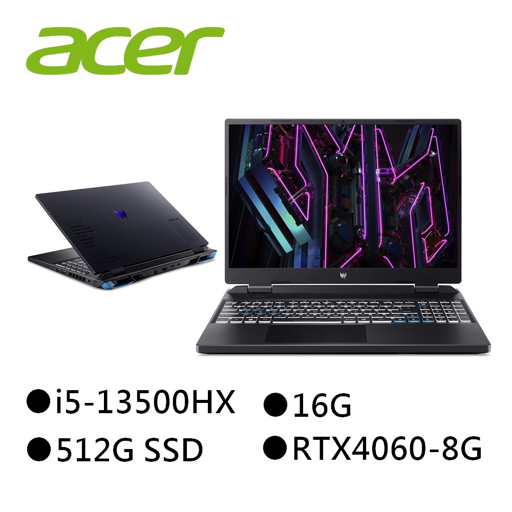 Acer 宏碁 PHN16-71-56ZU 16吋電競筆電 i5-13500HX/16G/512GB/RTX4060