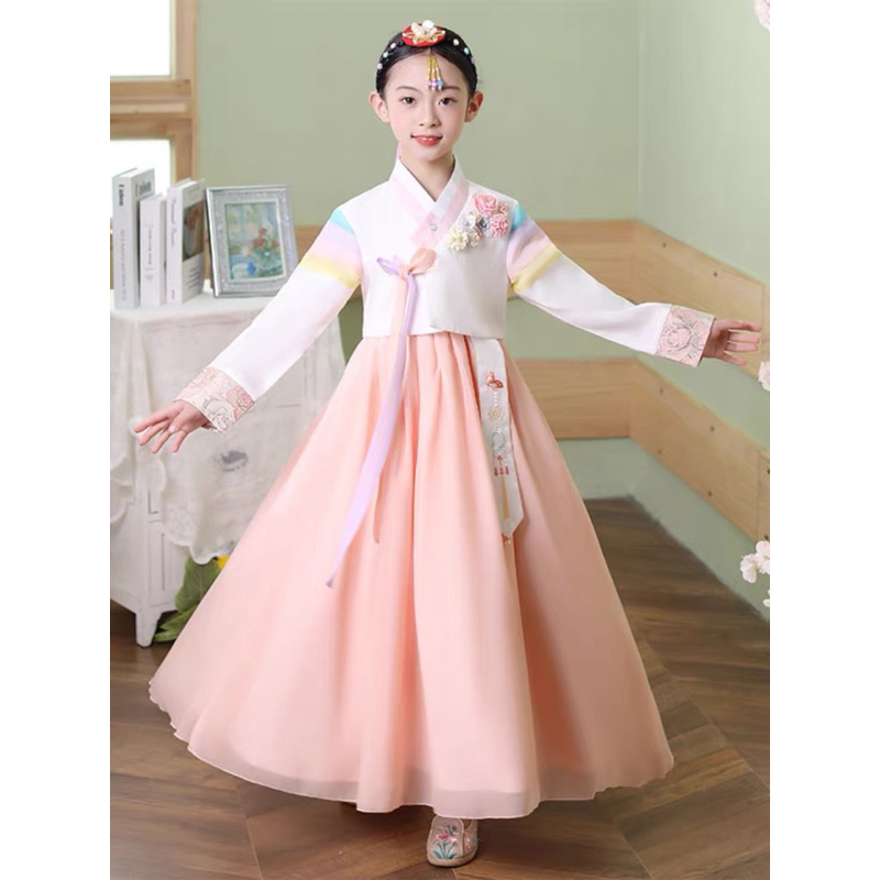 韓國小孩傳統古裝改良兒童女童韓服女寶寶童裝演出服裝