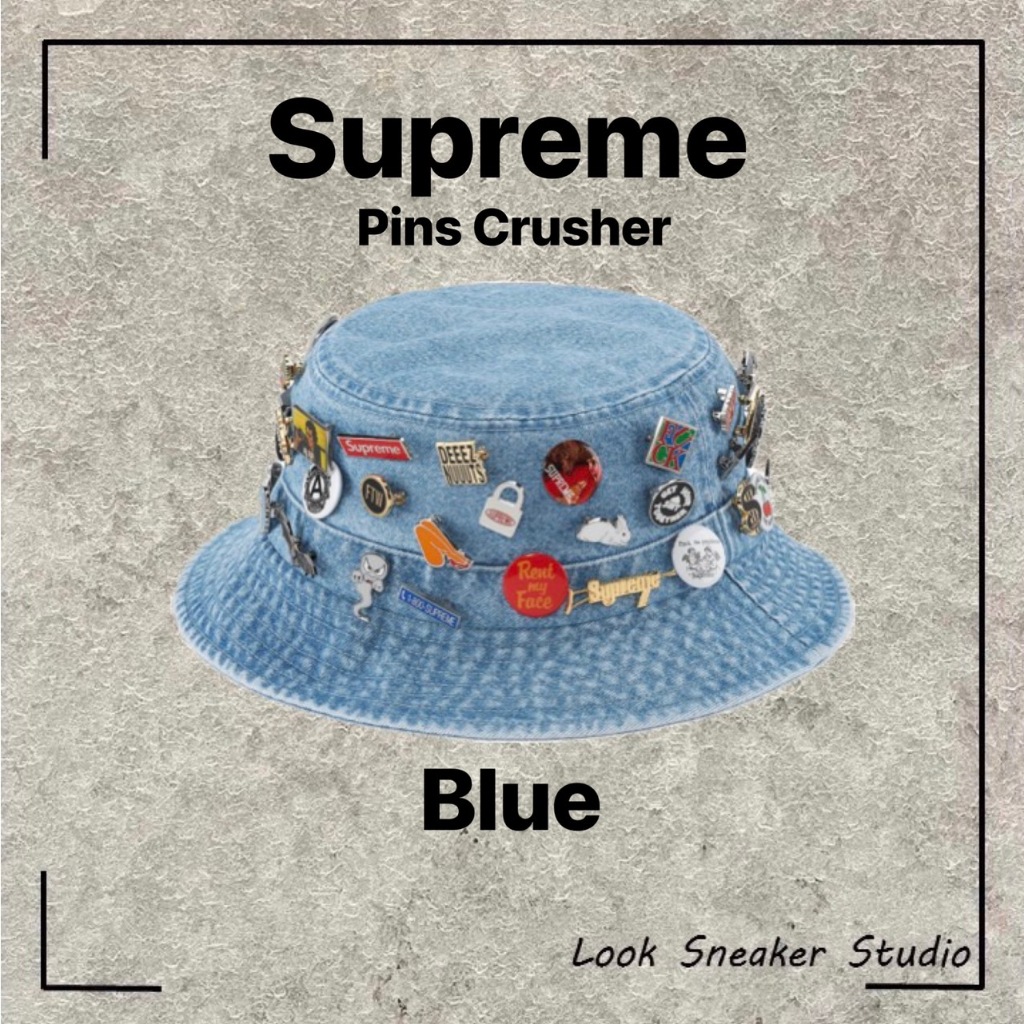 路克 Look👀 Supreme 23FW Pins Crusher 漁夫帽 徽章 別針 水洗藍 牛仔藍 藍色 帽子