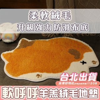 台北出貨 羊羔絨地毯 可愛動物地毯 毛絨 絨毛 植絨 背影貓咪 貓咪地墊 寵物地墊 貓咪柴犬植絨地墊 防滑