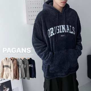 【PAGANS STORE】韓國 ORIGINALS 字母 質感 刺繡 絨毛 保暖 熊寶寶 毛衣 長袖 帽Tee