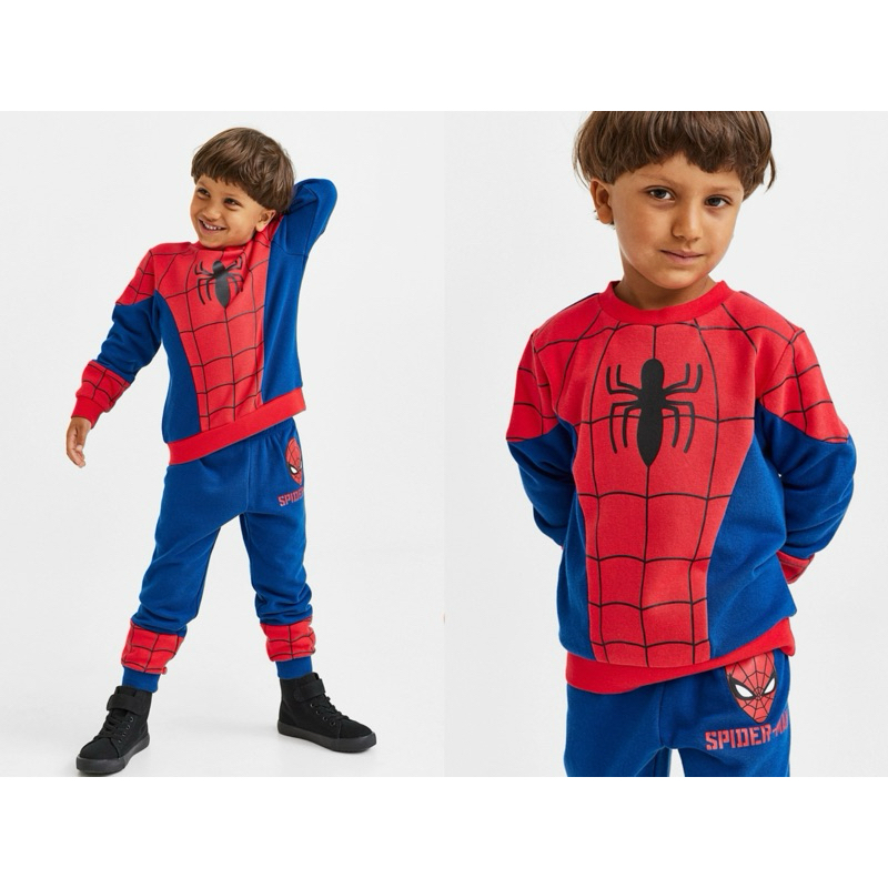 衣斯坦寶｜ H&amp;M 正版 漫威 蜘蛛人 兒童 2件組 長袖 套裝 保暖 上衣 長褲 合售 衣服 蜘蛛俠