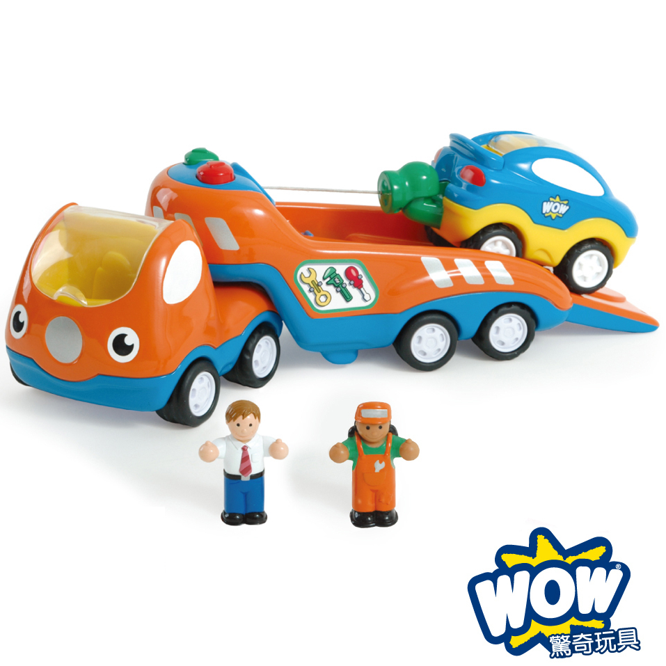 二手✨英國 WOW Toys 驚奇玩具 道路救援拖吊車 提姆 酷比 拖板車 拖車 慣性車