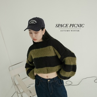 [明天出貨] Space Picnic｜毛料針織條紋上衣-2色(現貨)【C23093022】