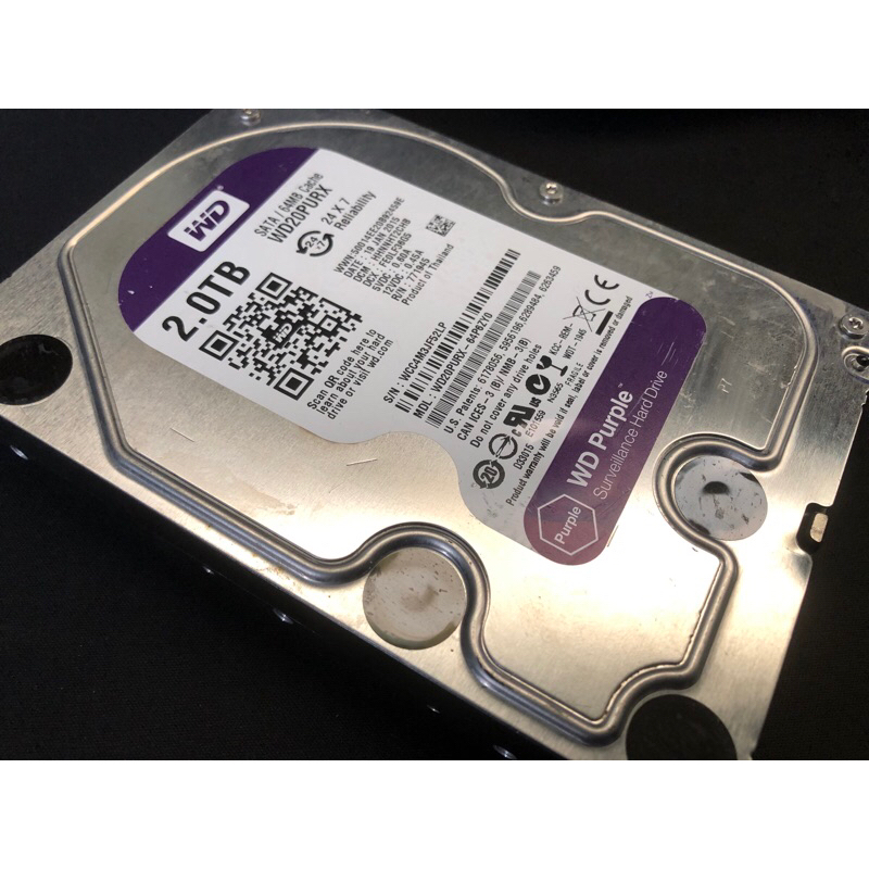 二手良品，WD紫標2TB，3.5吋硬碟(背面微差）