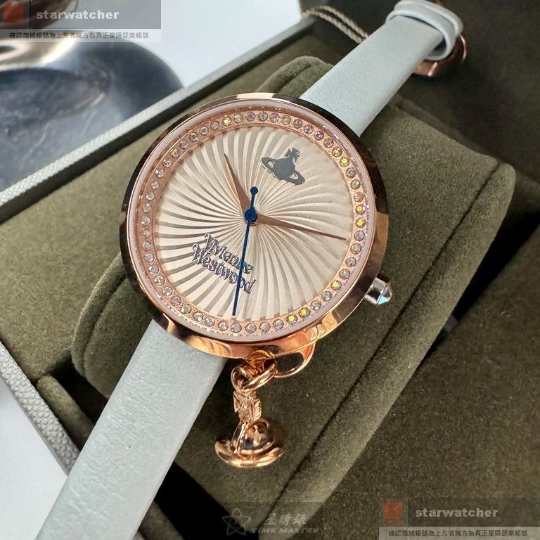 Vivienne Westwood手錶,編號VW00010,32mm玫瑰金錶殼,淺灰白錶帶款
